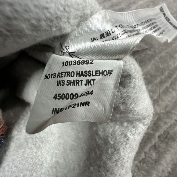 Ariat Retro Fit Hasslehoff Shacket Red Gray Plaid Flannel Hooded Jacket Kids XS - Picture 8 of 12